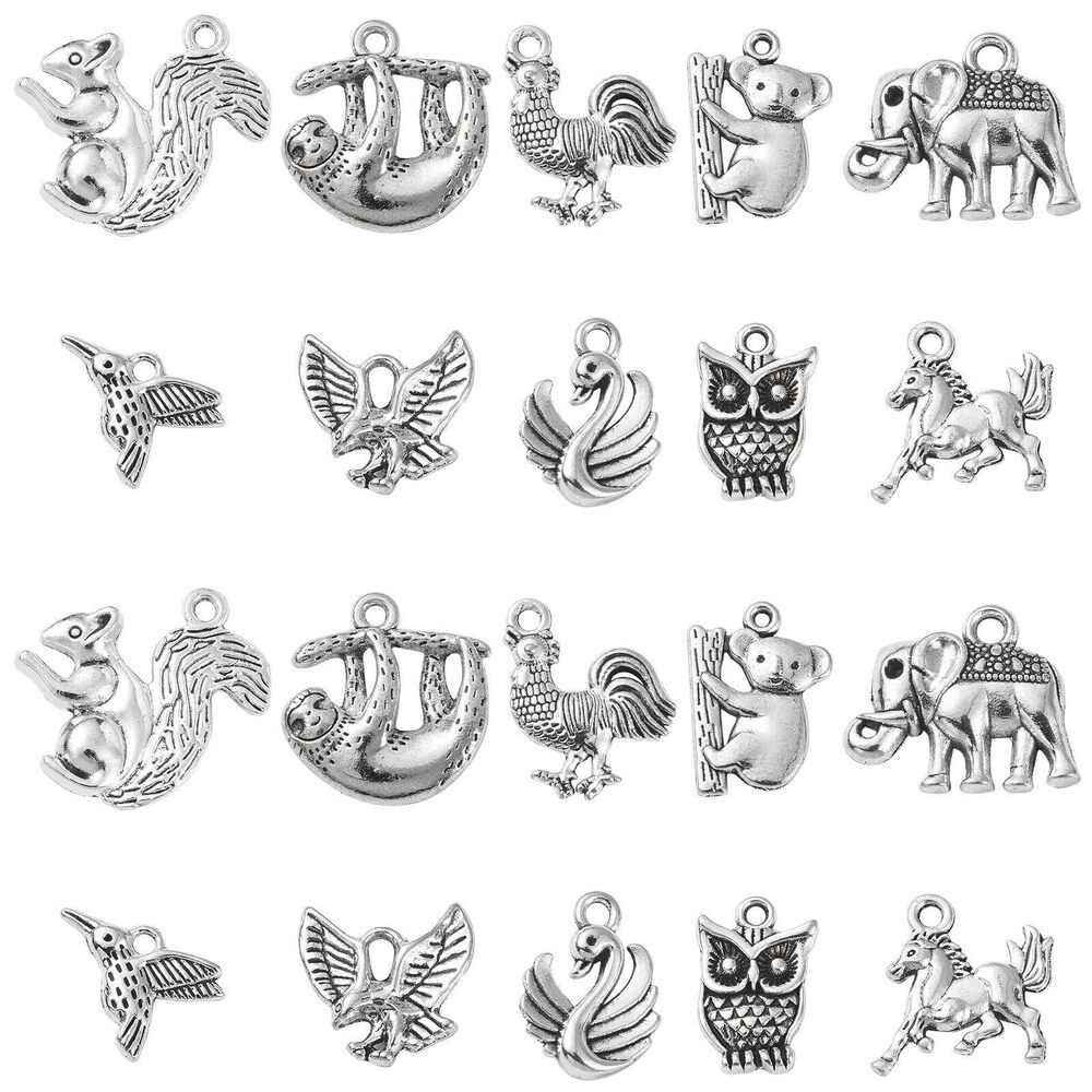 5004 100 pcs 10 Styles Tibetan Style Animal Theme Alloy Charms Pendant